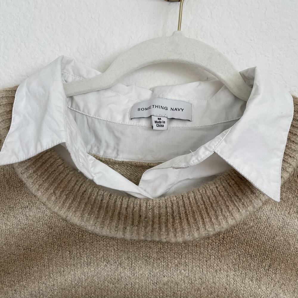SOMETHING NAVY Neutral‎ Tan Striped Sweater - Picture 9 of 16